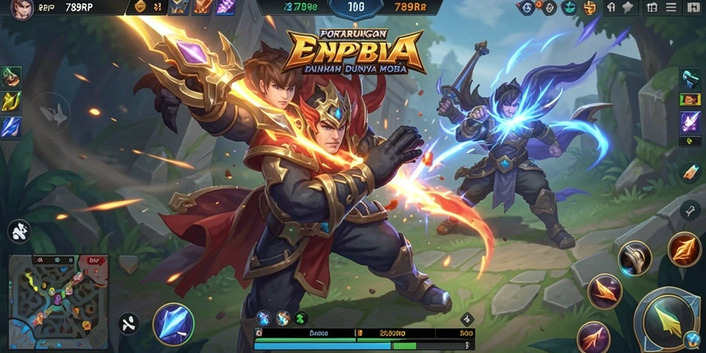 Tangkapan layar dari gameplay MOBA yang mendebarkan