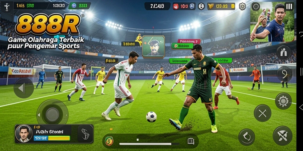 Tangkapan layar gameplay 888R menampilkan aksi olahraga yang seru.
