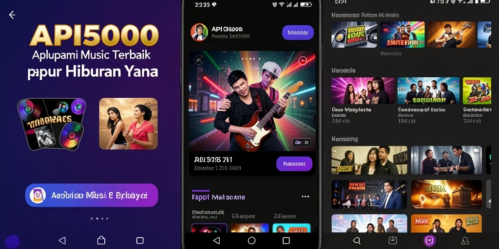 Tampilan menarik dari aplikasi musik API5000 saat bermain.