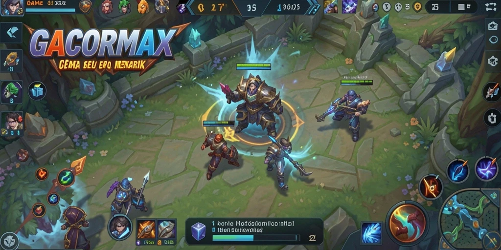 Tangkapan layar GACORMAX menampilkan aksi MOBA yang mendebarkan.