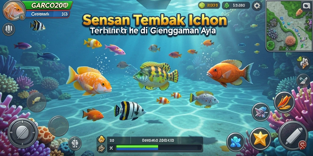 Tampilan gameplay seru dalam GARCO200 saat berburu ikan.