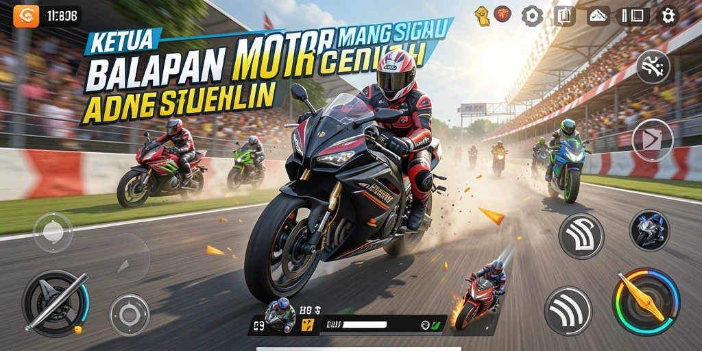 Tampilan gameplay KETUA yang mendebarkan saat balapan motor.