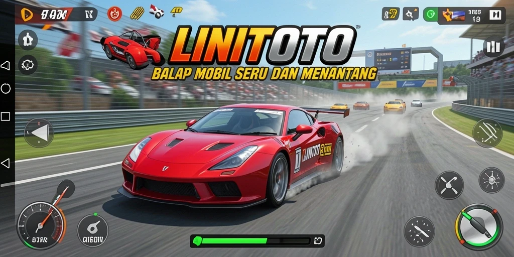 Gameplay seru LINITOTO dengan balapan yang mendebarkan.