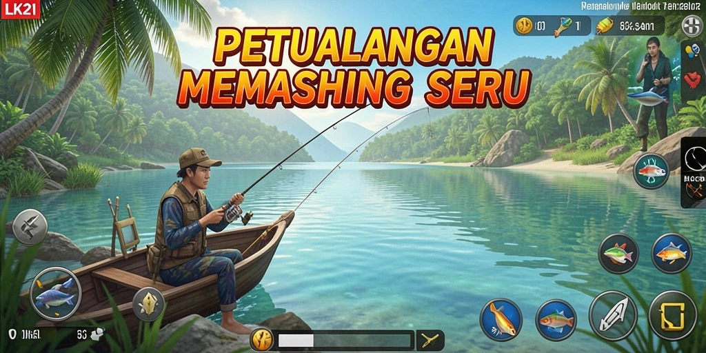 Screenshot gameplay LK21 menampilkan pengalaman memancing yang mendebarkan.