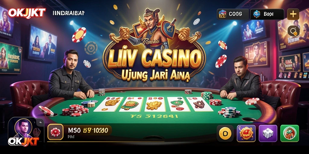 Screenshot utama OKJKT menampilkan gameplay Live Casino yang mengasyikkan.