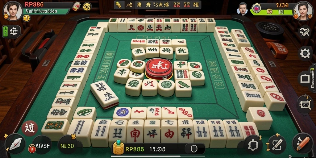 Tampilan gameplay seru dalam permainan Mahjong RP886.