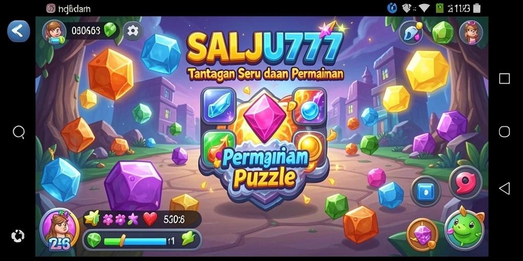 Screenshot utama SALJU777 menampilkan gameplay seru dalam menyelesaikan puzzle.