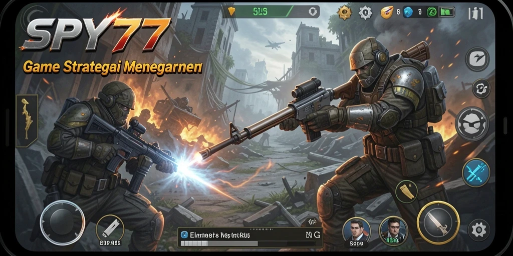 Tampilan gameplay yang menegangkan dalam SPY77 dengan strategi SLG.