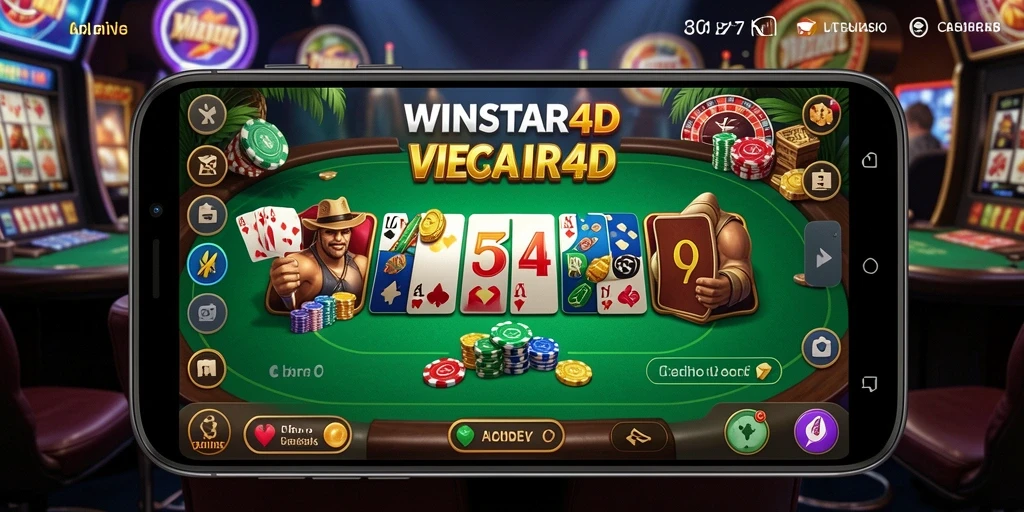 Screenshot gameplay WINSTAR4D menampilkan dealer live dan pemain berinteraksi.